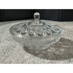 Federal Glass Windsor Clear Candy Dish With Lid Vintage Grandmacore